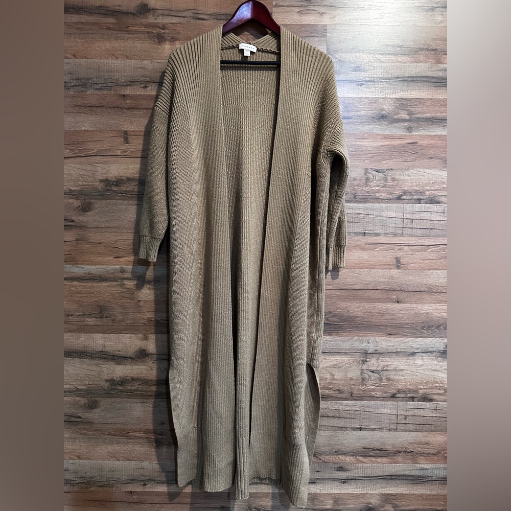 Women's Long Tan Sweater Cardigan